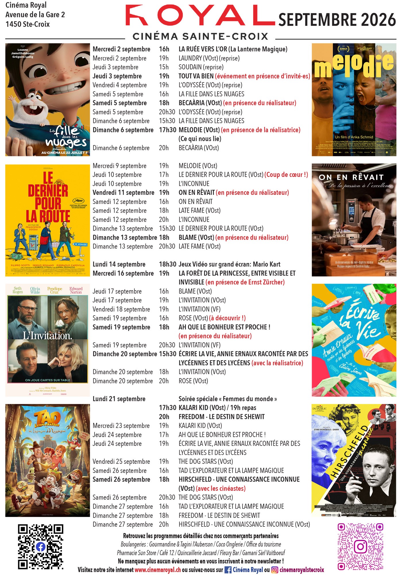 Publicité : CINEMA SEPTEMBRE 2026